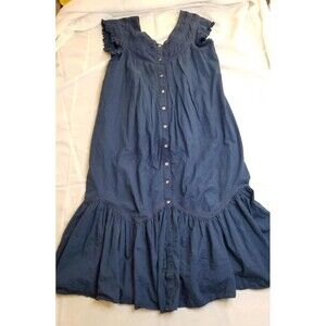 Free People Blue Boho Smocked Laced Midi Dress Small Flowy Beach minor FLAW